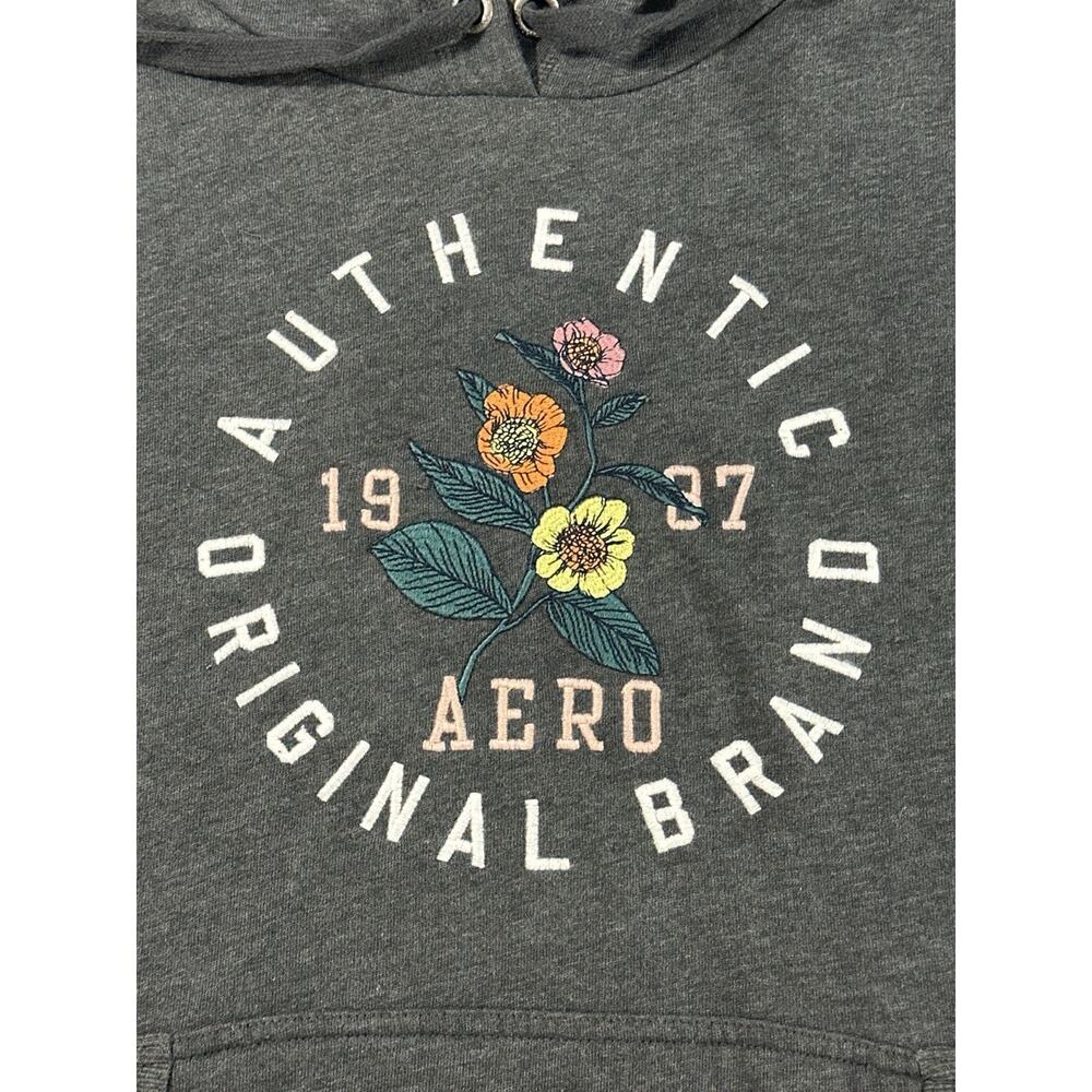 Aeropostale Fleece Hoodie Sweatshirt Gray Womens Sz XL Pullover Embroidered - Picture 4 of 11